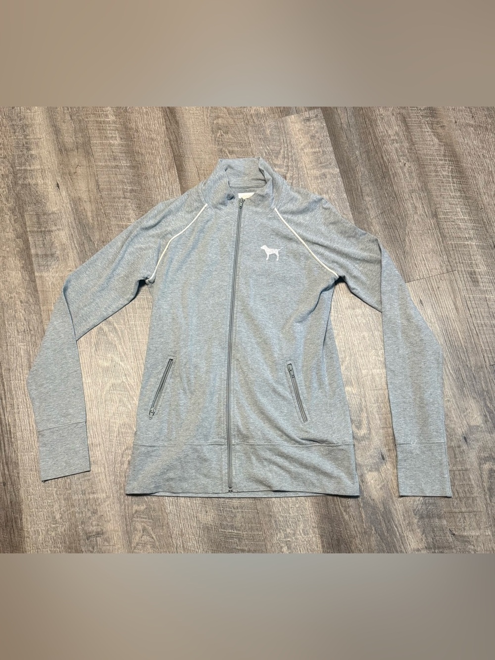 PINK Victoria's Secret Gray Zip-Up with Pink Logo Tag B1
